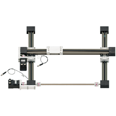 Płaski robot kartezjański drylin® E | obszar roboczy 300x300 mm | silnik krokowy sterowany przewodowo